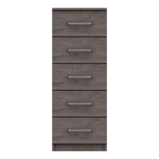 An Image of Parker Grey 5 Drawer Tallboy Dark Grey