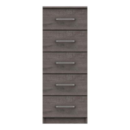 An Image of Parker Grey 5 Drawer Tallboy Dark Grey