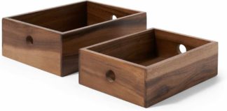 An Image of Clover Set of 2 Storage Boxes, Natural Acacia Wood