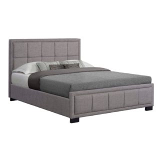 An Image of Hannover Grey Fabric Bed Frame Grey