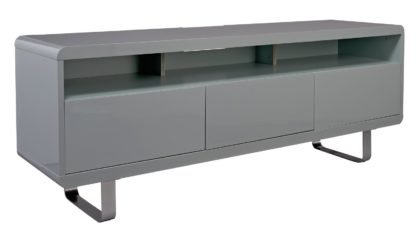 An Image of Habitat Sleigh 2 Door 1 Drawer TV Unit - Gloss Grey