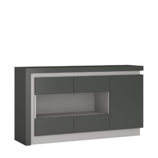 An Image of Zayden 3 Door LED Sideboard - Grey Gloss