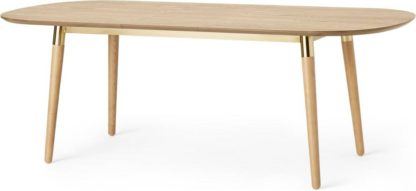 An Image of Edelweiss 6-8 Seat Extending Dining Table, Ash and Brass