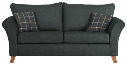 An Image of Argos Home Kayla 3 Seater Fabric Sofa - Charcoal