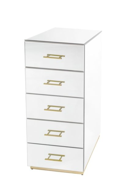 An Image of Harper Mirrored Tallboy – Champagne Gold Details
