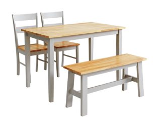 An Image of Habitat Chicago Solid Wood Table, Bench & 2 Grey Chairs