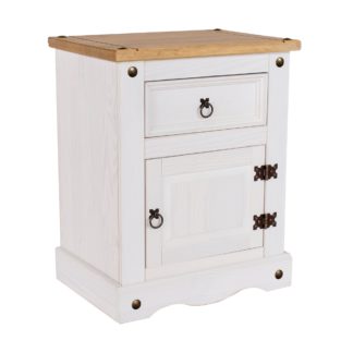 An Image of Corona 1 Door White Bedside Cabinet White