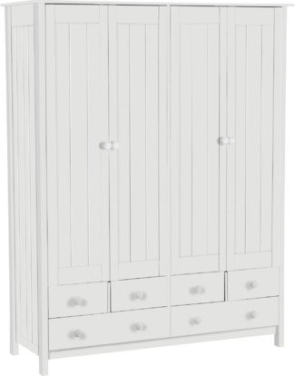 An Image of Habitat New Scandinavia 4 Door 6 Drawer Wardrobe - White