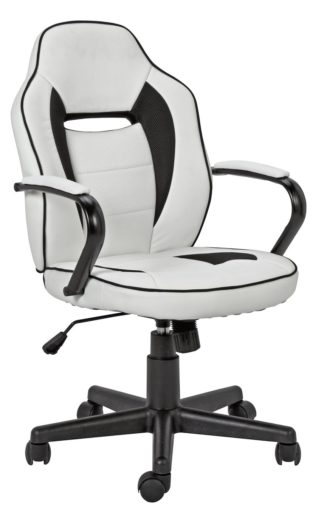 An Image of Argos Home Faux Leather Mid Back Gaming Chair -White & Black