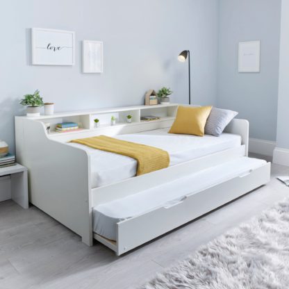 An Image of Tyler Single Guest Bed with Trundle and Orthopaedic Mattress - White White