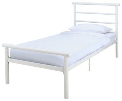 An Image of Habitat Avalon Single Metal Bed Frame - White