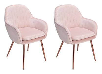 An Image of Argos Home Bella Pair of Velvet Dining Chairs - Blush