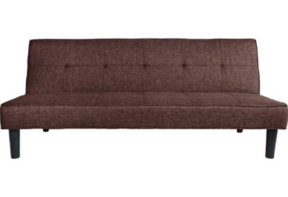 An Image of Habitat Patsy 2 Seater Fabric Clic Clac Sofa Bed - Brown
