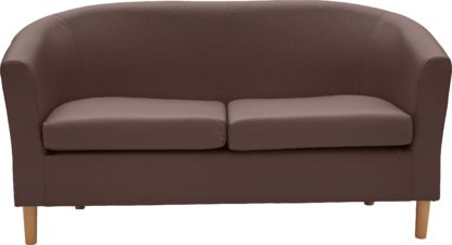 An Image of Habitat 2 Seater Faux Leather Tub Sofa - Black