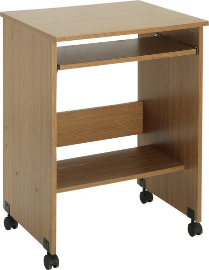 An Image of Argos Home Functional PC Office Trolley - Oak Effect