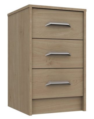 An Image of Ashdown 3 Drawer Bedside Table - Oak Effect