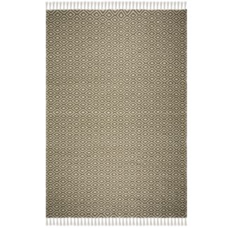 An Image of Sigrid Geometric Rug Green and White