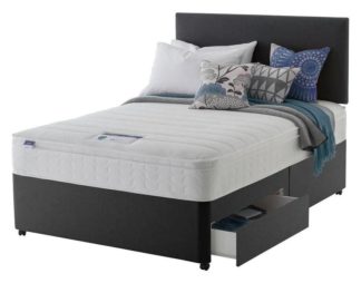 An Image of Silentnight Travis Small Double 2 Drawer Divan Bed -Charcoal