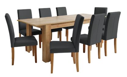 An Image of Habitat Miami XL Extending Table & 8 Grey Chairs