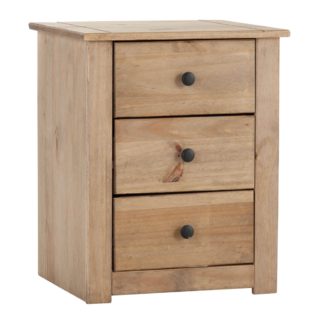 An Image of Panama 3 Drawer Bedside Table Natural