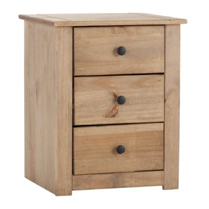 An Image of Panama 3 Drawer Bedside Table Natural