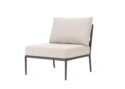 An Image of Vincent Sheppard Leo Modular Outdoor Sofa Right Hand Corner Section Almond Fabric