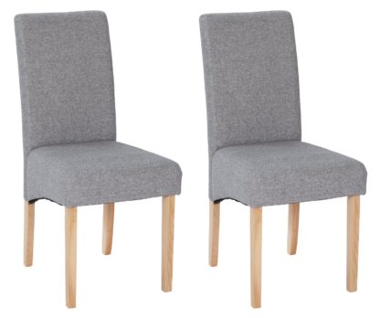 An Image of Habitat Pair of Tweed Skirted Dining Chairs - Grey