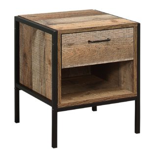 An Image of Urban Rustic 1 Drawer Bedside Table Brown