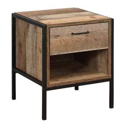 An Image of Urban Rustic 1 Drawer Bedside Table Brown