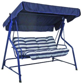 An Image of Argos Home Tubular 3 Seater Swing Hammock - Blue