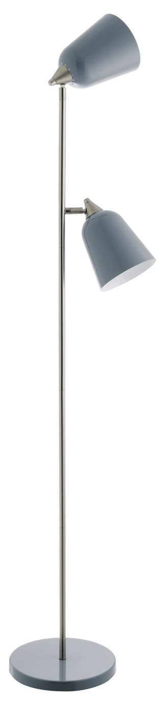 An Image of Habitat Double Floor Lamp - Grey