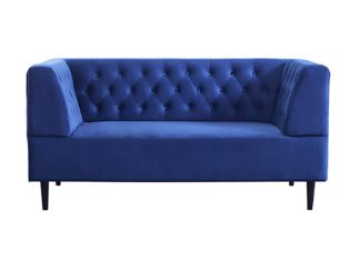 An Image of Habitat Blake 2 Seater Velvet Sofa - Navy