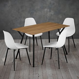 An Image of Lisbon 4 Seater Dining Set Brown and White