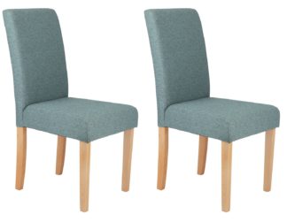 An Image of Argos Home Pair of Tweed Mid Back Dining Chairs - Teal
