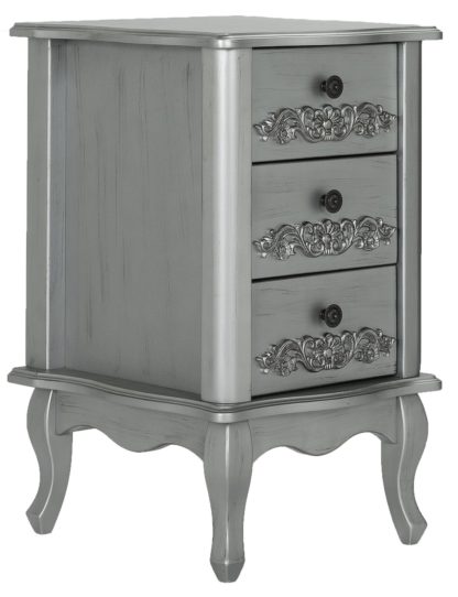 An Image of Argos Home Sophia 3 Drawer Bedside Table - Silver