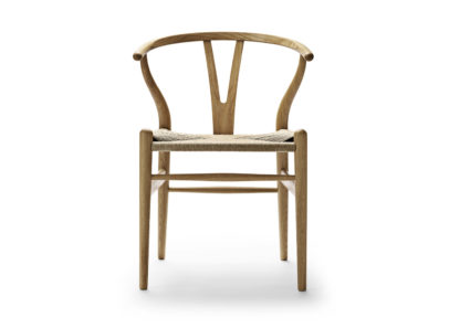 An Image of Carl Hansen & Søn Wishbone Chair CH24 Oiled Oak Frame Natural Paper Cord Seat