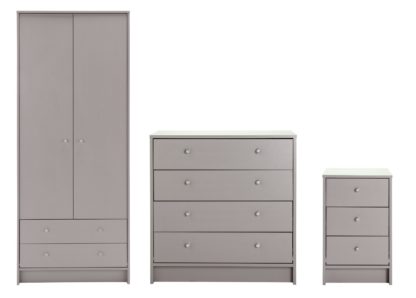 An Image of Habitat Malibu 3 Piece 2 Door Wardrobe Set - Grey