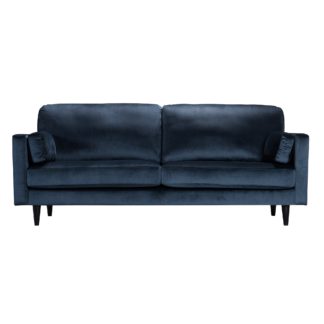 An Image of Sheldon Velvet 3 Seater Sofa Blue