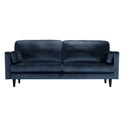 An Image of Sheldon Velvet 3 Seater Sofa Blue