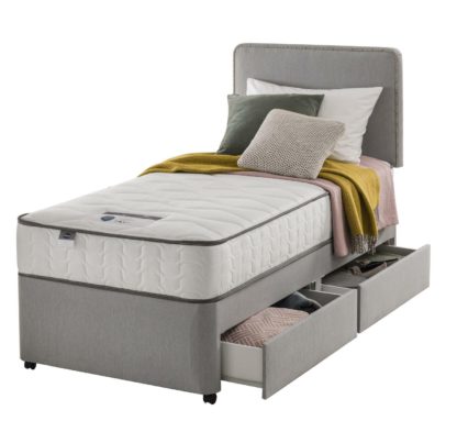 An Image of Silentnight Pavia Comfort 2 Drawer Grey Divan - Single