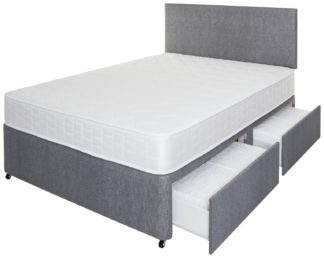 An Image of Argos Home Elmdon Memory 4 Drawer Small Double Divan - Grey