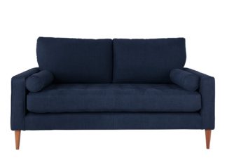 An Image of Habitat Hudson 3 Seater Velvet Sofa - Blue