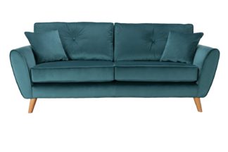 An Image of Habitat Isla 3 Seater Velvet Sofa - Teal