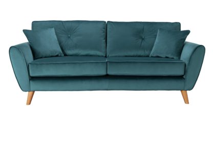 An Image of Habitat Isla 3 Seater Velvet Sofa - Teal