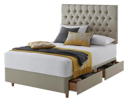 An Image of Silentnight Sassaria Small Double 4Drw Divan Set - Sandstone