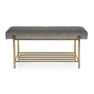 An Image of Kendall Grey Velvet Hallway Bench Grey