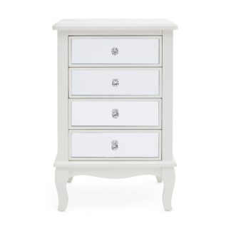 An Image of Palais Mirrored Ivory 4 Drawer Bedside Table Cream