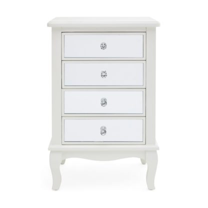 An Image of Palais Mirrored Ivory 4 Drawer Bedside Table Cream