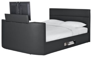 An Image of Habitat Gemini Double TV Bed Frame - Black