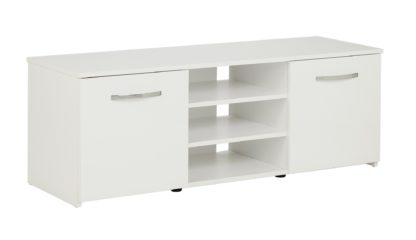 An Image of Habitat Hayward 2 Door Small TV Unit - White Gloss